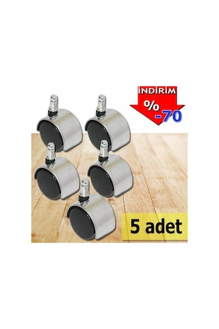 Depolife Koltuk Ayağı Sandalye Tekerleği Ofis Koltuğu Tekerleği 5 Ad Krom