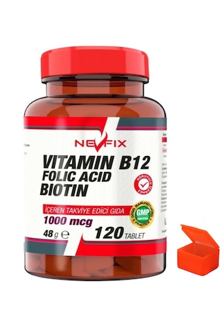 Nevfix Vitamin B12 1000 Mcg Biotin 120 Tablet + Hap Kutusu