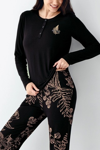 Arnetta 3439-s Kadın Uzun Kol Pijama Takım Siyah