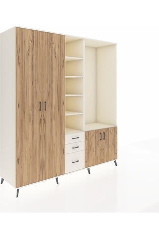 Kronos Dolap 13 Raflı 3 Çekmeceli 4 Kapaklı 220x59x243 Aytaşı-çam/aytaşı Atlas Çam/aytası