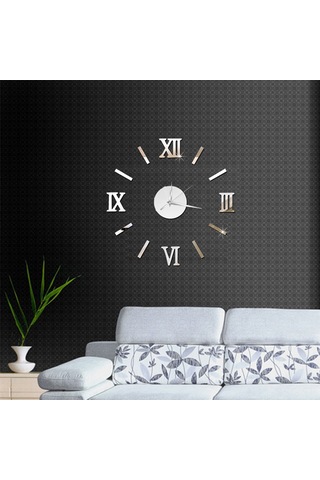 Springsun Yerel İç Mekan Dekorasyonu Akrilik Yansıtıcı Duvar Saati - Sessiz Hareketli, Doğru Zaman, Gümüş Renk Pil Dahil Değil Gümüş