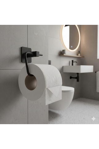 Metal Siyah Rulo Kağıt Havluluk Tuvalet Wc Kağıtlık Banyoda Şık Tasarım Siyah