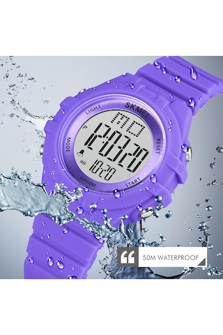 Xindoker Skmeı 1716 Çocuklar İçin Dijital Saat - 7 Renkli Led Arka Işığı, Zaman/hafta/tarih/alarm, 5atm Su Geçirmez Spor Silikon Kol Saati Siyah Çok Renkli