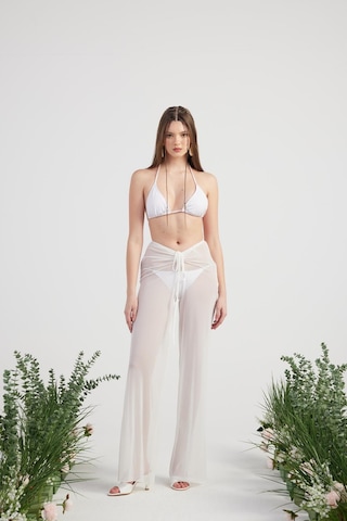 Holly Lolly Beli İp Detaylı Tül Pareo Shirred Pantolon Beyaz