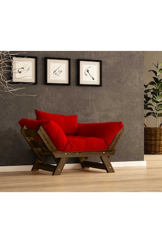 Woodesk Adalar Masif Ceviz-kırmızı Renk Berjer Cpt8135-140 Kırmızı