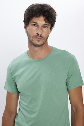 Tudors Erkek Slim Fit Dar Kesim %100 Organik Pamuk Yumuşak Dokulu Basic Açık Yeşil Bisiklet Yaka Tişört-31795-yeşil Yeşil