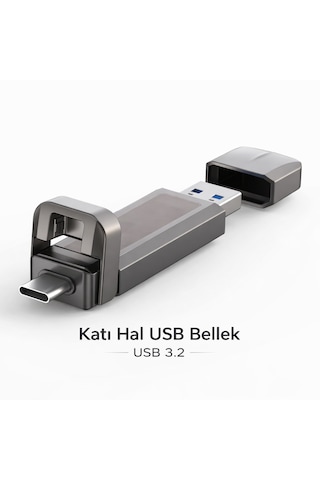 512 Gb Flash Bellek, Usb 3.2 + Type-c, 500mb/s Okuma, 450mb/s Yazma Hızı, Çift Bağlantı Noktalı, Darbeye Dayanıklı, Anti Manyetik, Sıcaklığa Dayanık -