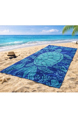 Özdilek Nice Plaj Havlusu 70x150 -ocean Turtle Mavi