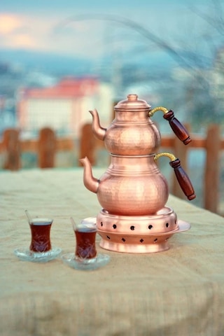 Bakır Çaydanlık Çekiç Dövmeli Kalın Mat Bakır Renk