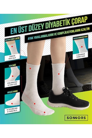 Xmlbayiciniz 4 Çift Diyabetik Çoraplar - Organik Pamuk Çorap Erkek Kadın Çorabı - Dikişsiz Nefes Alabilir Rahat Lastik & Vücu Genel