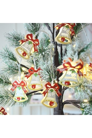 Besthome1 1.5m Boyalı Noel Zili Led Dizi, 10 Led, Aa Pil, Sıcak Beyaz, Noel, Parti, Yatak Odası İçin Dekoratif Lamba Diğer