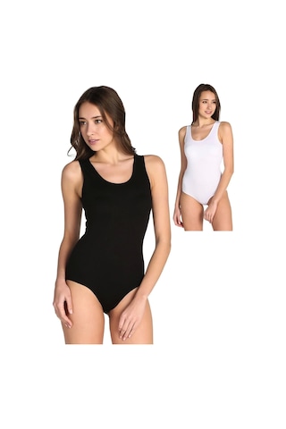 Tutku Kadın 6'lı Paket Kalın Askılı Likralı Kancalı Çıtçıtlı Body Zıbın Siyah Karışık