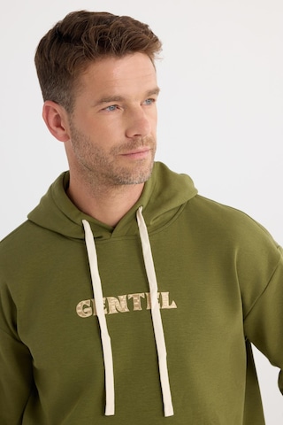 Tudors Erkek Oversize Geniş Kesim Pamuklu Baskılı Yeşil Kapüşonlu Sweatshirt-37295 Yeşil