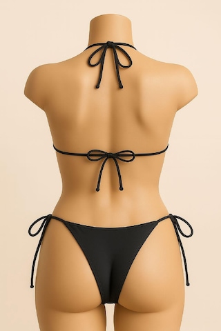 Epilons Zenvial Kadın Siyah Yandan Ve Boyundan Bağlamalı Bikini Mayo Takımı Zenviall2