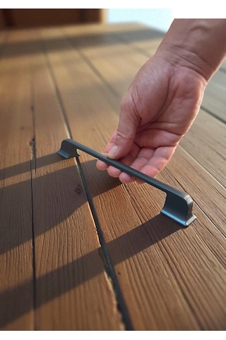 Beta Çizgili Antrasit Alüminyum Metal Lüks Modern Mobilya Çekmece Mutfak Dolabı Kulpu 160mm-192mm 10 Adet Antrasit