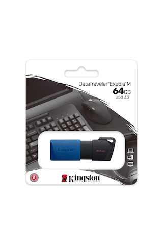 Kingston DTXM-64GB 64GB USB3.2 Gen 1 DataTraveler Exodia M (Black + Blue) Flash Bellek