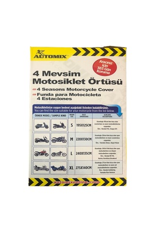 Motosiklet Brandası 4 Mevsim L Beden 240 135cm 240 X 135 Cm