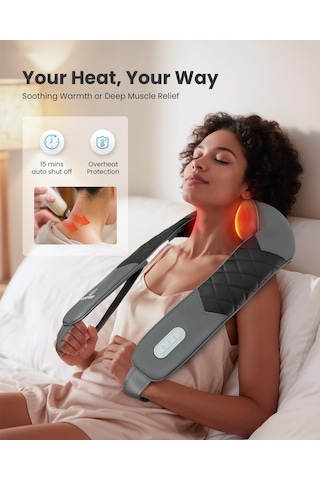 Comfıer Isı İle Shiatsu Boyun Masajı, Boyun Omuz Ağrısı İçin Elektrikli Derin Doku Omuz Masajı, Derin Yoğurma Masaj Yastığı, Ev Ofis Kullanımı, Doğum Günü Hediyeleri
