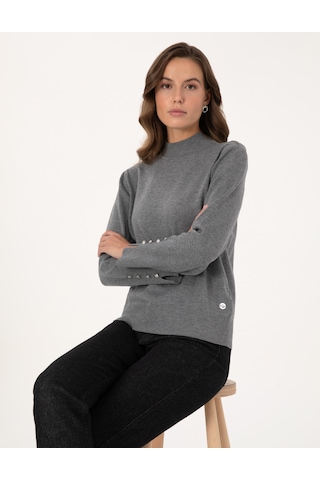 Pierre Cardin Kadın Gri Melanj Kazak /triko 50310887-vr086 Gri Melanj