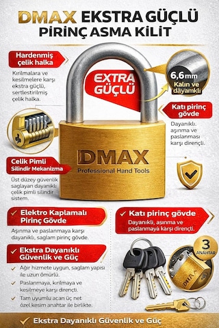 Vıvaluxe Dmax 25 Mm Pirinç Asma Kilit