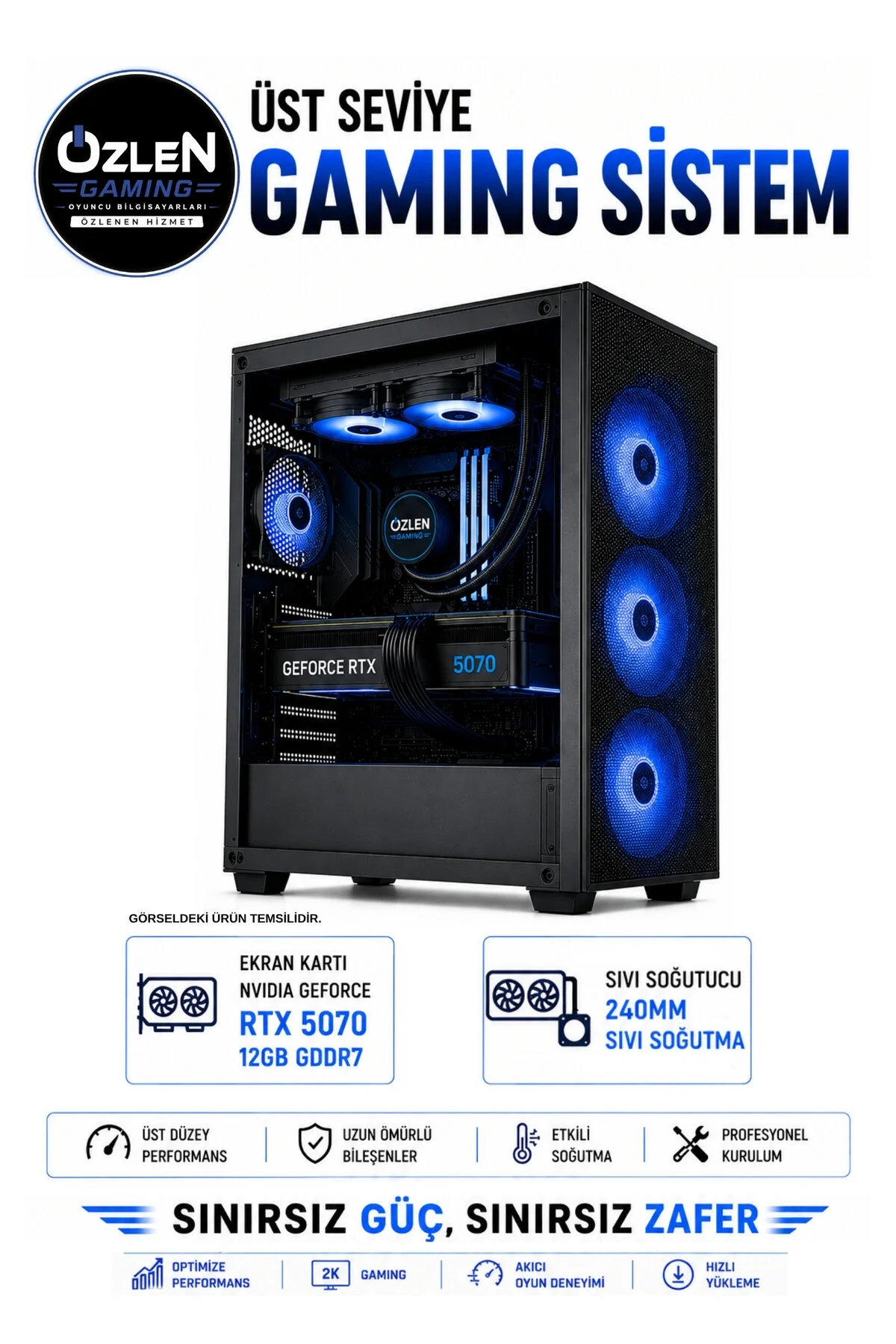 Özlen XL1 OZLN-INTEL14-5070-16-1000 i5-14400F 12 GB 16 GB 1 TB SSD RTX 5070 W11P Masaüstü Oyuncu Bilgisayarı
