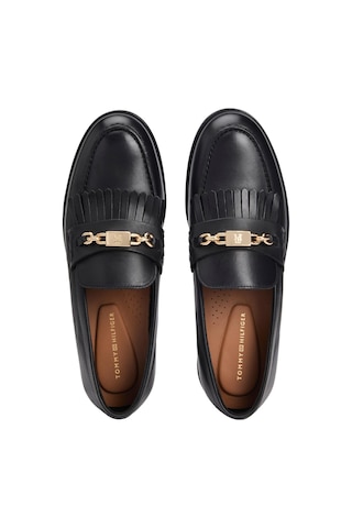 Th Chain Fringe Kadın Deri Siyah Loafer-9527 Siyah