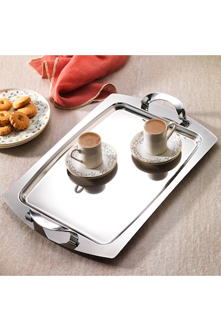 Schafer Ottoman Büyük Boy Çelik Tepsi 1 Parça-gümüş