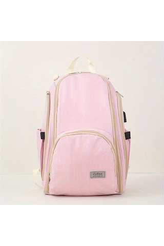 Wangxi Pembe Yüksek Kaliteli Çift Omuzlu Anne Çantası Büyük Kapasiteli Çok Bölmeli Bebek Bezi Çantası Pembe