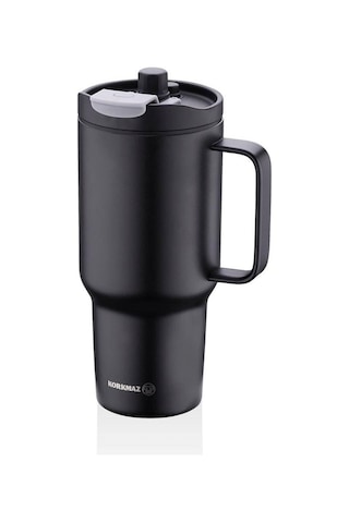 Korkmaz A5577 Freedom 1 Litre Siyah Pipetli Bardak Termos Siyah