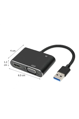 Usb 3.0 To Hdmi Vga 3.5mm 1080p Monitör Dönüştürücü Çevirici