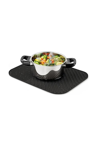 İndecor Houseware Bulaşık Kurutma Matı Bulaşıklık Siyah - Su Tutmaz Bulaşık Matı Gri