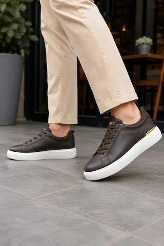 Ht Hotin Lynx Erkek Günlük Sneaker Bağcıklı Rahat Tabanlı Şık Casual Spor Ayakkabı - Kahverengi