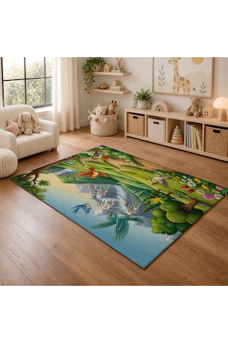 Kartela Halı Huzurlu Orman Kaymaz Taban Çocuk Oyun Halısı - 120 x 180 CM