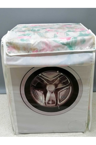 Çiçekli Fermuarlı Çamaşır Ve Kurutma Makinesi Örtüsü Pembe