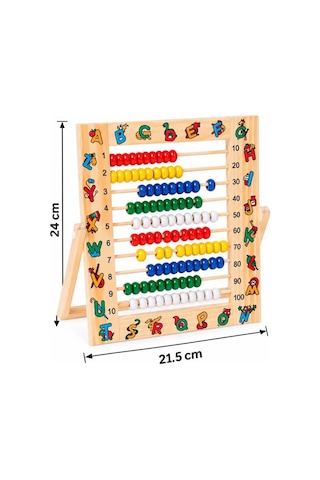 Eğitici Ahşap 1 Den 100 E Kadar Sayma Renkli Boncuklarla Sayı Ve Matematik Öğrenmeye Yardımcı Abaküs