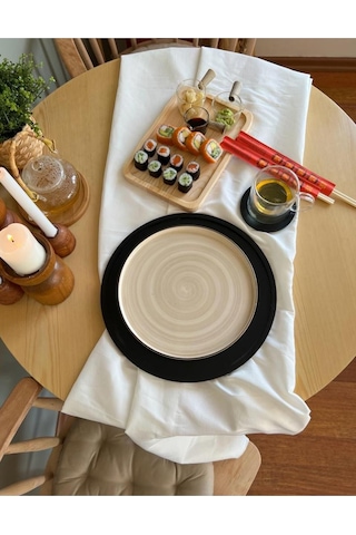 Siyah Ahşap Supla Amerikan Servisi Ve Bardak Altlığı 2'li Takım Siyah