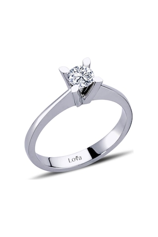 Lova D Renk 0,41 Karat Pırlanta Tektaş Yüzük - HRD Sertifikalı - 1050044