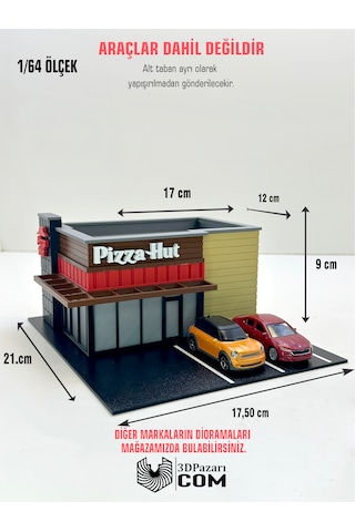 3d Baskı 1/64 Ölçekli Pizza Hut Bina Tasarımlı Diorama Araç Sergileme Garajı