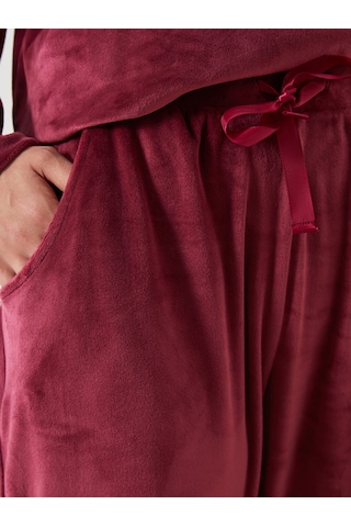 Lcw Dream Bordo Beli Lastikli Kadife Kadın Pijama Altı