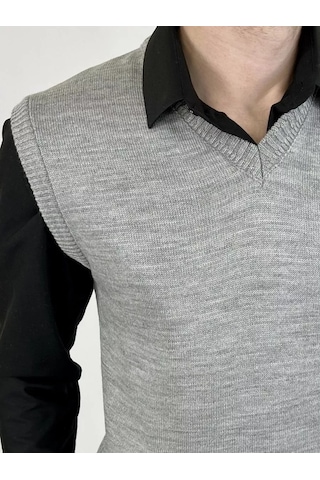 Stil' Goroda Büyük Beden Örgü Yelek 94290778 Gri