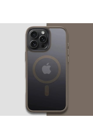 Fros Silikon Kılıf Kablosuz Şarj Destekli -Apple Uyumlu iPhone-16-pro-max Desert Titanyum Zebana