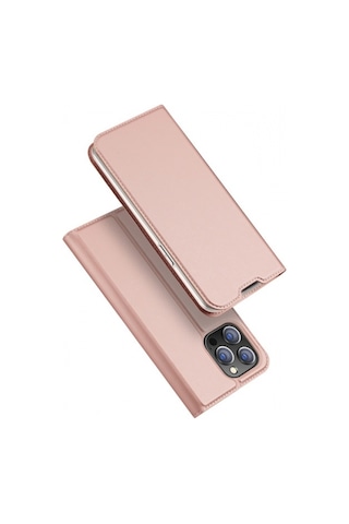 More TR Dux Ducis Apple Uyumlu iPhone 14 Pro Max 6.7 Kılıf Skin Pro Series Flip Cover Kapaklı Kılıf - Rose Gold
