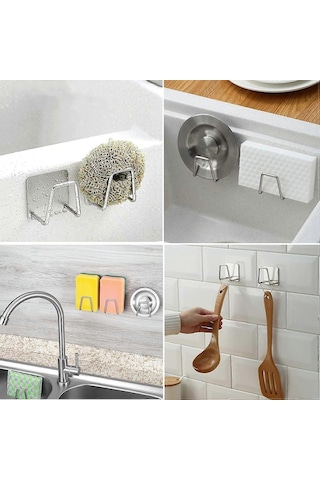 2'li Paket Cilalı Lavabo Tutucu Kendinden Yapışkanlı Süngerlik Düzenleyici Mutfak Aksesuarları İçin Diğer