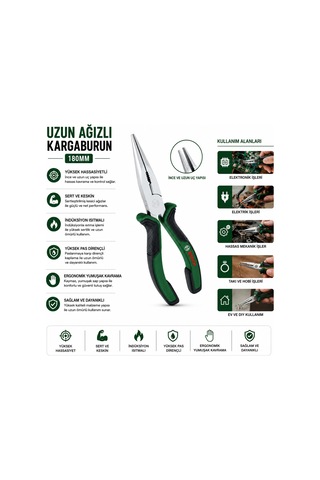 Kargaburun Pense 180 Mm Uzun Uçlu Ergonomik Saplı Diğer