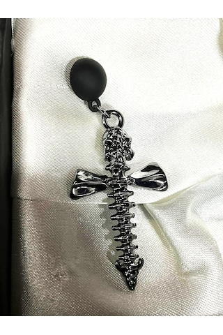 Dükkan Design Skull Cross Gotik Küpe Antrasit