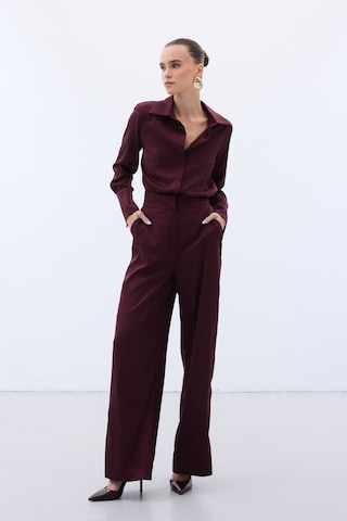 Sateen Jakarlı Pantolon - Bordo-136608 Bordo