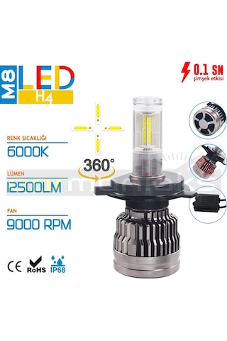 Led 360° M8 Full Power Csp Full Power Led Xenon Canbus H1 H4 H7.. 466217382