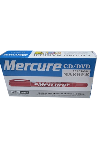 Mercure 1.00mm-0,5mm Çift Uçlu Cd/dvd Kalem Kırmzı 12 Adet Kırmızı