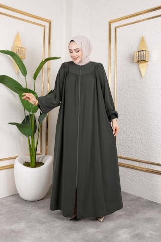 Ön Ve Arka Robalı Ferace - Haki / F0142 Haki