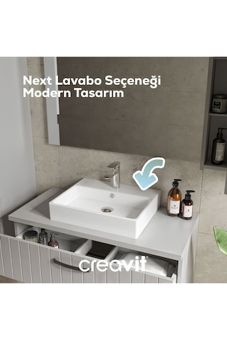 Creavit Nx260 Next Tezgah Üzeri Kare Delikli Lavabo 60 x 50 CM